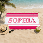Personalized Shadow Stripe Name Quick-Dry Oversized Beach Towel Beach Pool Party Birthday Gift for Kids Friends
