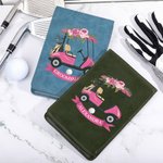 Personalised Pink Floral Golf Cart Design Leather Golf Scorecard Holder with Name and Pencil Loop Portable Golf Accessories Gift for Golf Lover Coach