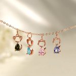 Personalized 1-4 Cat Dog Birthstones Necklace Dainty Jewelry Birthday Anniversary Gift for Women Pet Lovers