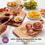 Personalized Cute Bunny Easter-Themed Reversible Cheese Charcuterie Cutting Board with Name Home Decor Made in USA Easter Gift for Friend Family