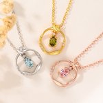 Personalised Mobius Strip Birthstone Necklace with Name Exquisite Jewellery Festival Mother's Day Birthday Gift for Mom Wife Girlfriend