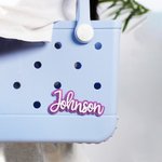 Gepersonaliseerde Multicolor Glitter Naam Acryl Tas Knoop Bedel Accessoires voor Bogg Verjaardag Strandfeest Zomer Vakantie Cadeau voor Haar