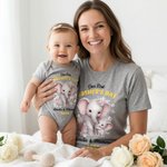 Personalized Our First Mother's Day Elephant 100% Cotton T-shirt Baby Bodysuit with Name Mother's Day Gift for Mother Baby