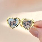 Anello personalizzato in argento sterling con foto del cuore e testo inciso Regalo di compleanno per la festa della mamma e della famiglia
