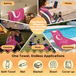 Personalised Congratulations Grad Cap Oversized Quick Dry Beach Towel with Name and School Name Beach Party Graduation Gift for Graduates