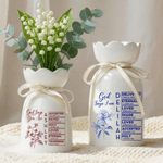 Personalised God Says I Am Toile De Jouy Birth Flower Ceramic Vase with Bible Name Birthday Mother's Day Gift for Mother Christian