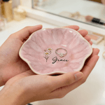 Cadeau de naissance en forme de pétale de fleur en céramique avec nom pour usage quotidien Cadeau de fête des mères pour sa meilleure amie