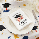 Serviette 100% coton avec nom et texte Décoration de table Cadeau de fin d'études pour les diplômés Famille Amis