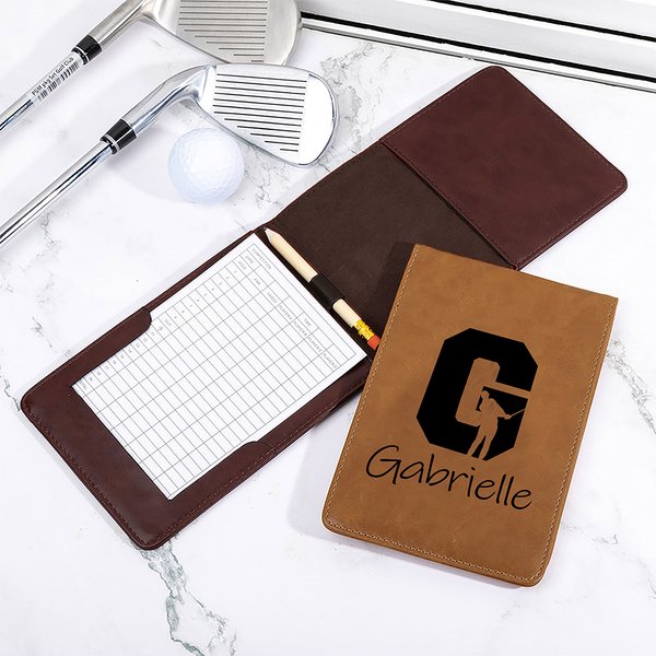 Personlig golfspiller silhuett Initial Lær Scorekortholder med navn Konkurranse Treningstilbehør Bursdagsgave til trener golfelskere