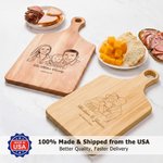 Personalized Engraved Photo Design Charcuterie Cutting Board with Text and Handle Kitchen Decor Made in USA Housewarming Gift for Family Friend