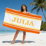 Personalized Shadow Stripe Name Quick-Dry Oversized Beach Towel Beach Pool Party Birthday Gift for Kids Friends