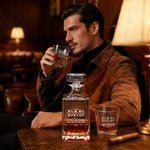 Personalised First Dad Now Grandpa Whiskey Decanter with Names Bar Accessory Birthday Father's Day Gift for Whiskey Lovers