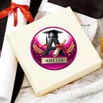 Personalised Graduation Cap Initial Waterproof Stickers with Name Favor Label Celebration Graduation Party Decor for Graduates