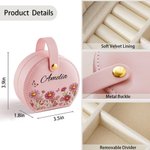 Personalised Multicolour Birth Flower Butterfly PU Leather Handheld Jewellery Box with Name Mother's Day Birthday Gift for Women