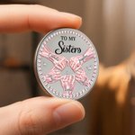 Pièce de monnaie personnalisée en forme de main de diamant avec noms et présentoir Cadeau d'anniversaire pour les amies et les sœurs