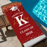 Personalised Congratulations Grad Cap Oversized Quick Dry Beach Towel with Name and School Name Beach Party Graduation Gift for Graduates