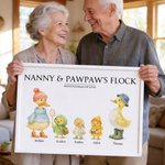 Personalized Cute Duck Family Canvas Decorative Painting with Name Home Decor Mother's Day Birthday Gift for Mom Grandma Grandparent