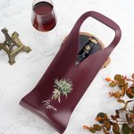 Personalised Watercolor Birth Flower Bouque PU Leather Protective Wine Bag with Name Mother's Day Birthday Gift for Wine Lovers Mom