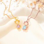 Personalized 1-4 Cat Dog Birthstones Necklace Dainty Jewelry Birthday Anniversary Gift for Women Pet Lovers