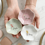 Cadeau de naissance en forme de pétale de fleur en céramique avec nom pour usage quotidien Cadeau de fête des mères pour sa meilleure amie