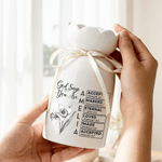 Personalised God Says I Am Toile De Jouy Birth Flower Ceramic Vase with Bible Name Birthday Mother's Day Gift for Mother Christian