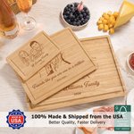Personalized Engraved Photo Design FSC Bamboo Charcuterie Cutting Board with Text and Juice Groove Made in USA Housewarming Gift for Family Friend