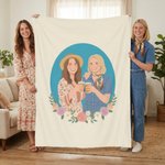 Foto Personalizada Ilustración Plana Retrato Manta Suave con Texto Decoración del Hogar Cumpleaños Día de la Madre Regalo para Amigos Familia