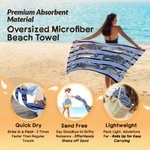 Personalised Flounder Sardine Stripe Design Oversized Quick-Dry Beach Towel with Name and Drawing Backpack Beach Party Birthday Gift for Fishing Lover