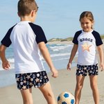 Gepersonaliseerd Schattig Zeemeermin Zeedier Anti-UV Kinderbadpak met Naam Zwembad Zomer Cadeau voor Jongens Meisjes