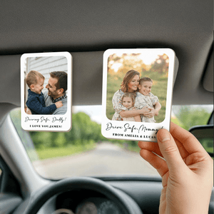Personalised Photo Wooden Car Visor Clip with Text Car Accessories Birthday Anniversary Gift for Couples