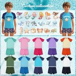 Gepersonaliseerd Schattig Zeemeermin Zeedier Anti-UV Kinderbadpak met Naam Zwembad Zomer Cadeau voor Jongens Meisjes