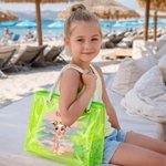 Personalised Cartoon Summer Shiny Trendy Girl Waterproof Clear Tote Bag with Name Pool Beach Party Birthday Gift for Her