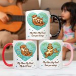 Personalized Cartoon Otter Mother and Kid Ceramic Mug with Names and Coaster Mother's Day Gift for Mom Grandma