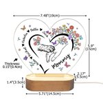 Personalised Flower Butterfly Heart-Shaped Acrylic LED Night Light with Names and Wooden Base Home Decor Mother's Day Gift for Mom Grandma