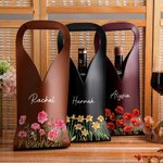 Personalisierte Aquarell Geburt Blume PU Leder Weintasche mit Namen Muttertag Geburtstag Jahrestag Geschenk für Weinliebhaber