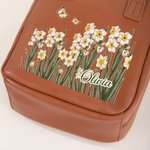 Personalized Birth Flower Butterfly Large Capacity PU Leather Makeup Bag with Name Travel Essentials Daily Use Birthday Gift for Women