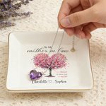 Personalized Mother in Law Giving Tree Ceramic Jewelry Tray with Name and Text Mother's Day Birthday Gift for Mom Grandma