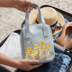 Personalized Birth Flower Butterfly Large Capacity PU Leather Makeup Bag with Name Travel Essentials Daily Use Birthday Gift for Women