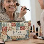 Gepersonaliseerd vintage gebloemd patchwork make-up tasje met titel en namen voor dagelijks gebruik Moederdag Verjaardagscadeau voor vrouwen