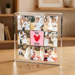Personalised We Love You Nine-Grid Photos Square Acrylic Plaque Desk Decor Birthday Anniversary Christmas Gift for Family Friends