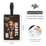 Que comience la aventura - Etiqueta de equipaje personalizada con personaje de dibujos animados y nombre regalo de cumpleaños para él y ella