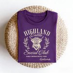 Personalized Vintage Highland Cow Multicolor 100% Cotton Unisex T-shirt with Name Birthday Festival Gift for Nature Lovers Friends