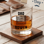 Personalized Daddy Daily Value Durable 10 oz Whiskey Glass with Name Funny Drinkware Birthday Father's Day Gift for Man Father