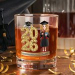 Personalized Cartoon Graduation Character 10 oz Whiskey Glass with Name Graduation Gift for Graduates Whiskey Enthusiasts