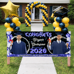 Personalized Balloons Graduation Photo Glittery Banner with Name and School Name Graduation Ceremony Party Gift for Class of 2026 Graduates