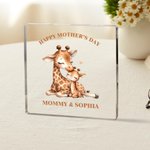 Henkilökohtainen ensimmäinen äitienpäivä Animal Pattern Square akryyli plaketti nimi vuosi ja teksti äitienpäivä lahja äidille isoäiti