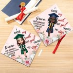 Personalized I Chose My Path But God Ordered My Steps Graduation Cap Topper with Cartoon Graduate Graduation Gift for Black Queens Women