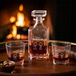 Personalized 1-8 Cute Line Cartoon Characters Whiskey Decanter with Names and Title Father's Day Birthday Gift for Liquor Lovers