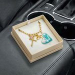 Personalisierte Birthstone Initial Build Your Own Lenkrad Charm Kette Autozubehör Geburtstag Geschenk für Familie Freund Autobesitzer