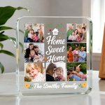 Plaque acrylique carrée personnalisée Home Sweet Home Seven-Grid Photos Décoration de bureau Anniversaire Cadeau de Noël pour la famille